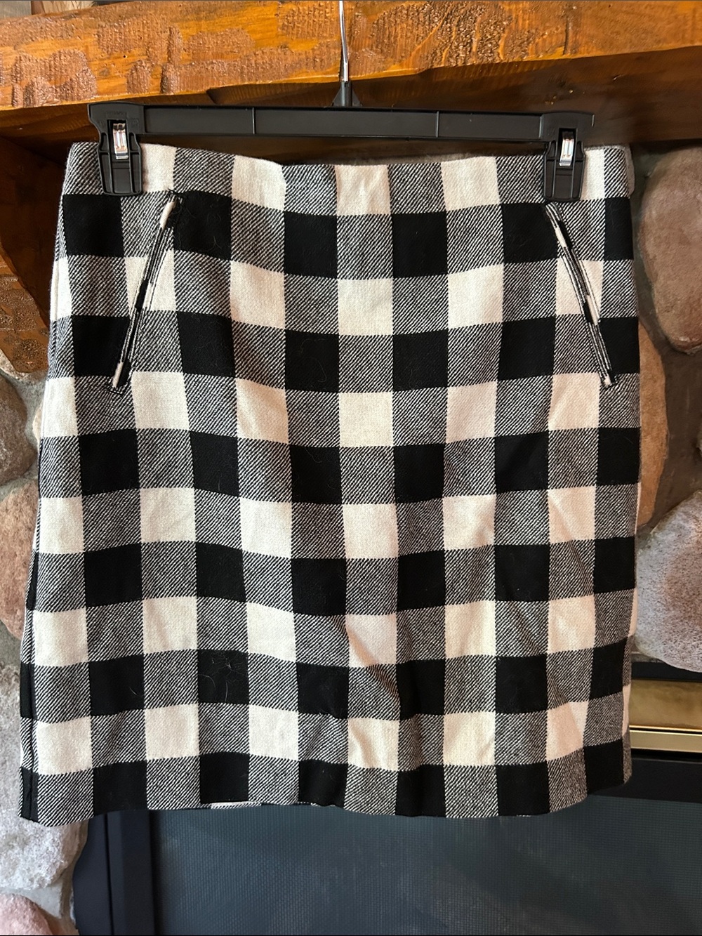 Talbots Black and White Wool Buffalo Check Mini Skirt, Size 10P, NWT
